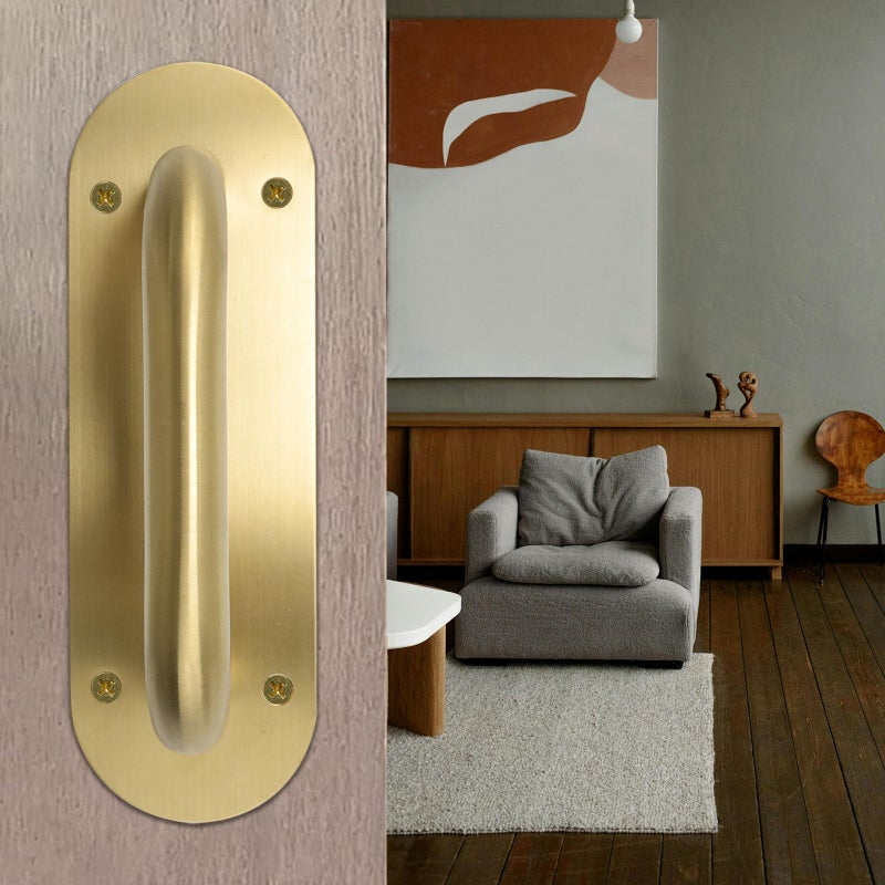 FarBoat 2Pcs 8-Inch Oval Base Commercial Pull Handles - 304 Stainless Steel Pull/Push Handle for Glass, Fire, Entrance/Exit Door (Hole Centre 140mm/5.5inch Gold) - Image 4